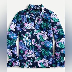 J. Crew Ruffleneck top in floral 365 crepe